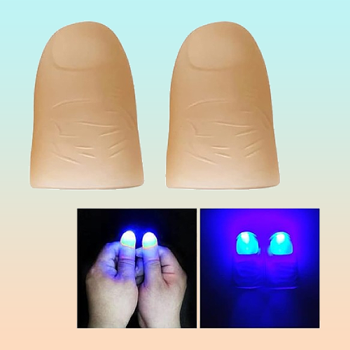 2X DEDOS LUZ LED AZUL MAGIA ILUSIONISMO DISFRAZ FIESTAS