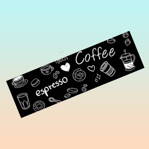 TAPETE COCINA CAFETERIA RESTAURANTE ESPRESSO COFFEE 120X40CM 1.2 M 40 CM MODERNO NEGRO