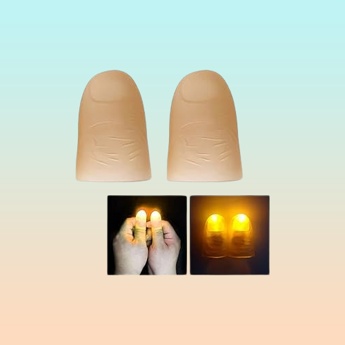 2X DEDOS LUZ LED AMARILLO MAGIA ILUSIONISMO DISFRAZ FIESTAS