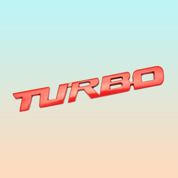 EMBLEMA TURBO METAL 3D ADHESIVO VEHÍCULO INSIGNIA LUJO ROJO