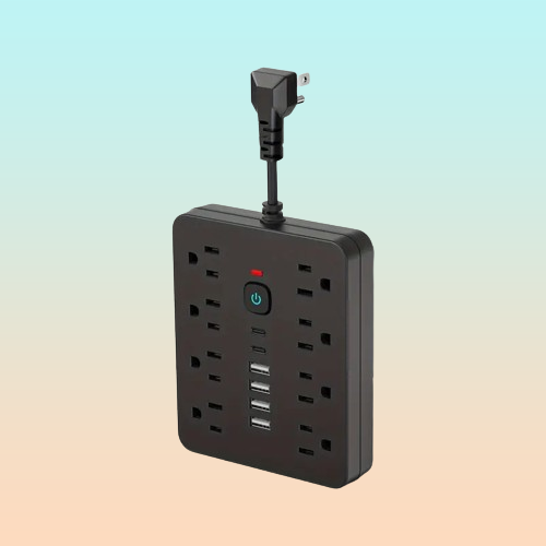 MULTITOMA 8 SALIDAS 4 USB 2 TIPO C NEGRO SWITCH ENCENDIDO NEGRO 110V