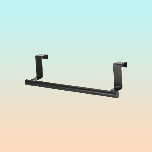 SOPORTE ACERO INOXIDABLE ORGANIZADOR TOALLAS GABINETE PUERTA NEGRO