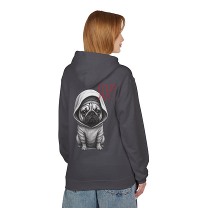 PUG HOODIE – 'SUP?' CUTE PUG IN HOODIE GRAPHIC PULLOVER