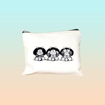 CARTUCHERA COSMETIQUERA MAFALDA 3 MONKEYS MAQUILLAJE LABIAL BLANCO MAFALDA