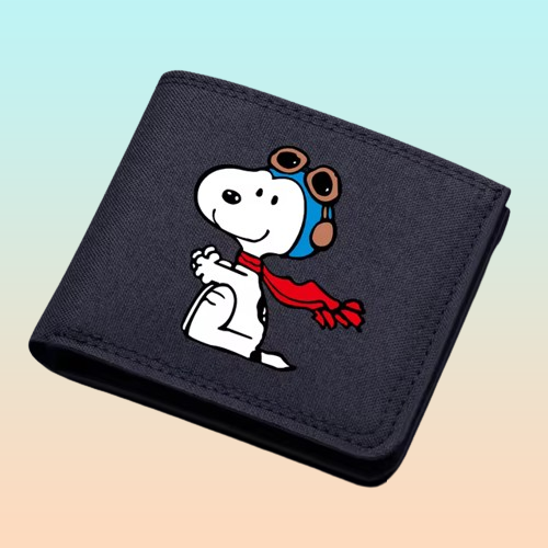 BILLETERA LONA SNOOPY NEGRA TARJETAS MONEDERO DINERO NEGRO LISO