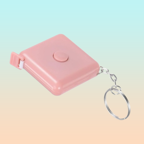 CINTA MÉTRICA CORPORAL RETRÁCTIL ROSA LLAVERO BOLSO CARTERA