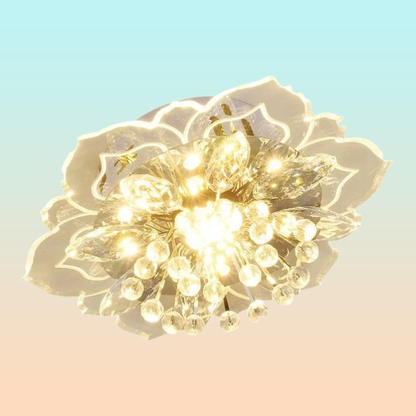 LAMPARA TECHO CRISTAL FLOR LOTO PETALOS LED 110V TRANSPARENTE