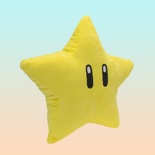 ALMOHADA PELUCHE SUPER STAR MARIO BROS NIÑO NIÑA JUGUETE AMARILLO