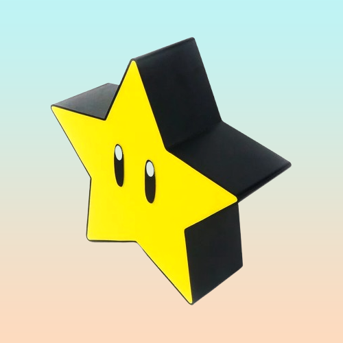 LÁMPARA USB RECARGABLE SUPER STAR MARIO BROS SONIDO JUEGO NEGRO AMARILLO 5V