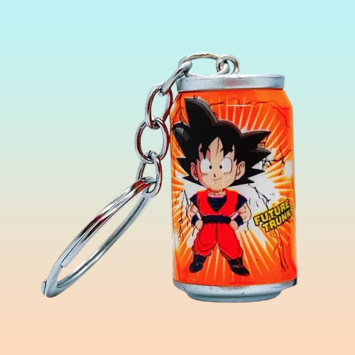 LLAVERO DRAGON BALL Z GOKU TIPO ENVASE LATA REFRESCO GASEOSA NARANJA