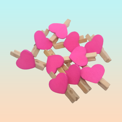 10X GANCHOS CORAZÓN DECORACIÓN PAPELERÍA MADERA MANUALIDADES