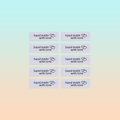 10X ETIQUETA TELA ROPA SASTRERIA MODA HAND MADE WITH LOVE