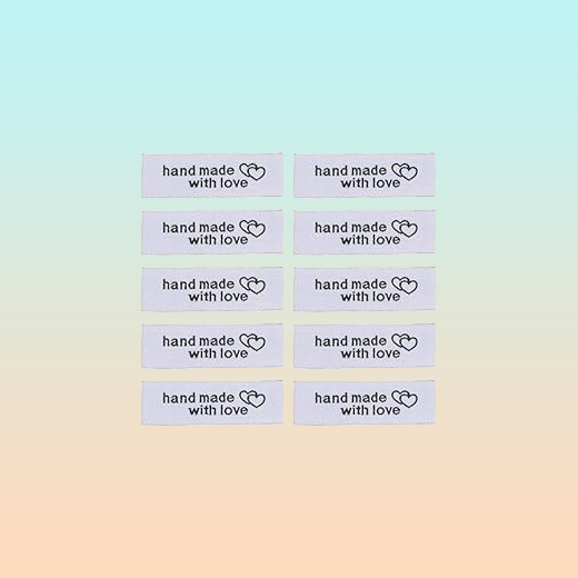 10X ETIQUETA TELA ROPA SASTRERIA MODA HAND MADE WITH LOVE