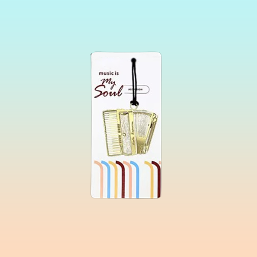 MARCAPÁGINAS ACORDEÓN LIBRO MÚSICA REVISTA NOTA PAPEL AGENDA DORADO ACORDEÓN