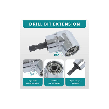 ADAPTADOR BROCA ÁNGULO 105° ACERO TALADRO DESTORNILLADOR | 105° ANGLE DRILL BIT ADAPTER STEEL DRILL SCREWDRIVER
