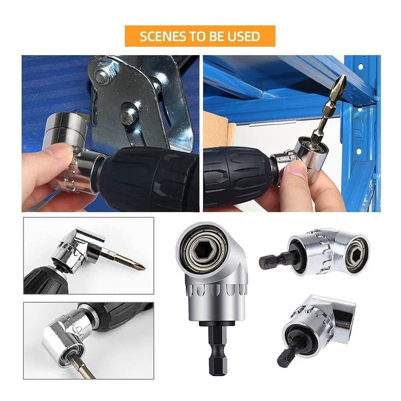 ADAPTADOR BROCA ÁNGULO 105° ACERO TALADRO DESTORNILLADOR | 105° ANGLE DRILL BIT ADAPTER STEEL DRILL SCREWDRIVER
