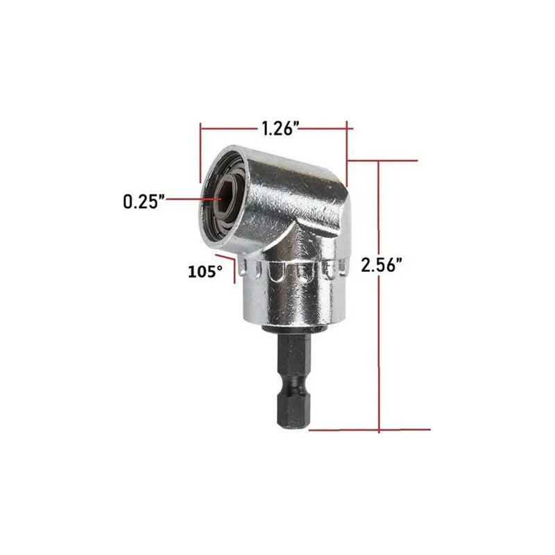 ADAPTADOR BROCA ÁNGULO 105° ACERO TALADRO DESTORNILLADOR | 105° ANGLE DRILL BIT ADAPTER STEEL DRILL SCREWDRIVER
