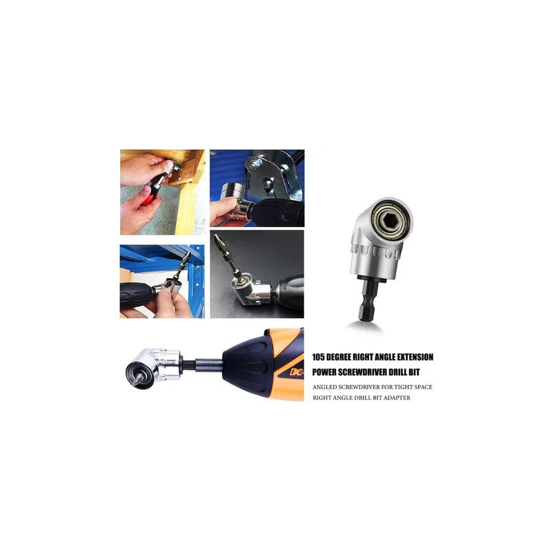 ADAPTADOR BROCA ÁNGULO 105° ACERO TALADRO DESTORNILLADOR | 105° ANGLE DRILL BIT ADAPTER STEEL DRILL SCREWDRIVER
