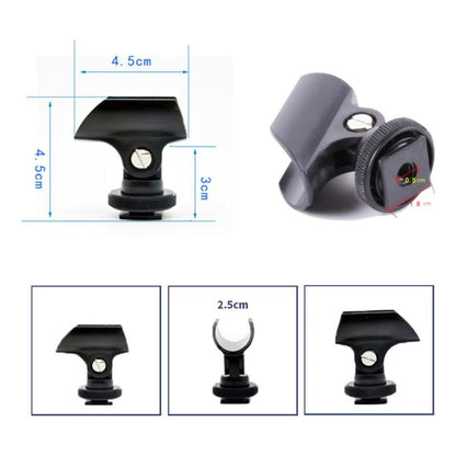 ADAPTADOR CLIP BASE MICRÓFONO ZAPATA CAMARA DSLR NEGRO | MICROPHONE BASE CLIP ADAPTER HOT SHOE DSLR CAMERA BLACK
