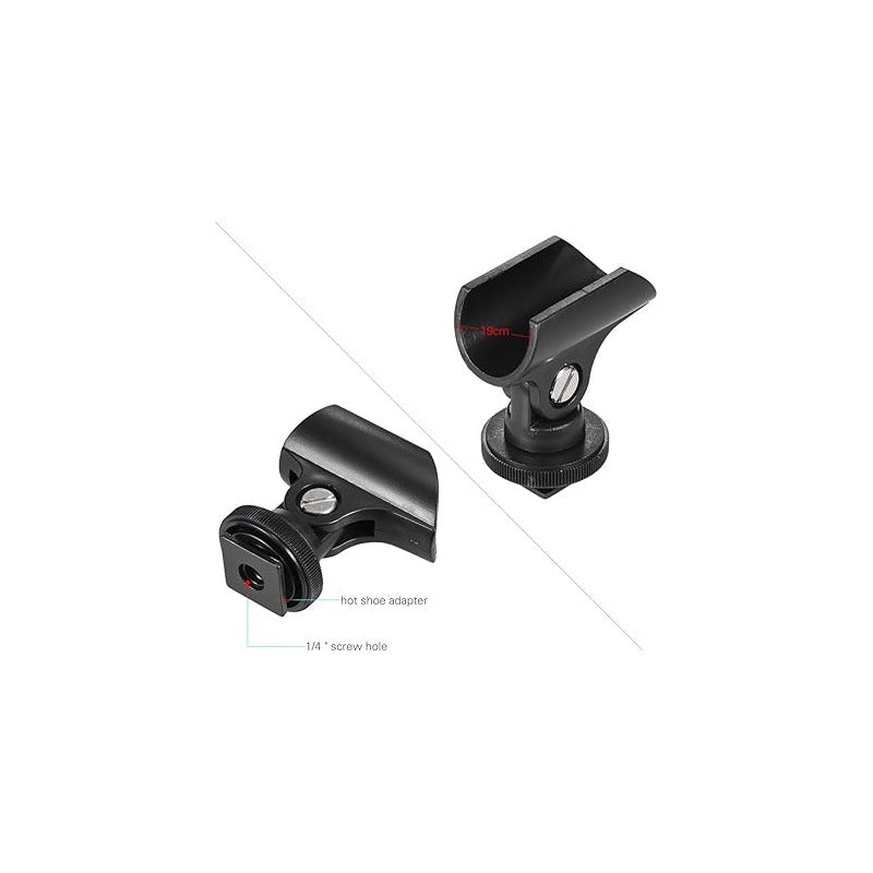 ADAPTADOR CLIP BASE MICRÓFONO ZAPATA CAMARA DSLR NEGRO | MICROPHONE BASE CLIP ADAPTER HOT SHOE DSLR CAMERA BLACK
