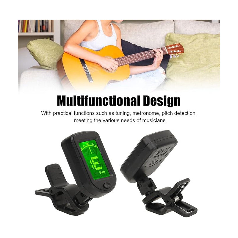 AFINADOR DIGITAL LCD GUITARRA CLIP 360° VIOLIN UKELELE NEGRO | DIGITAL LCD TUNER GUITAR CLIP 360° VIOLIN UKULELE BLACK
