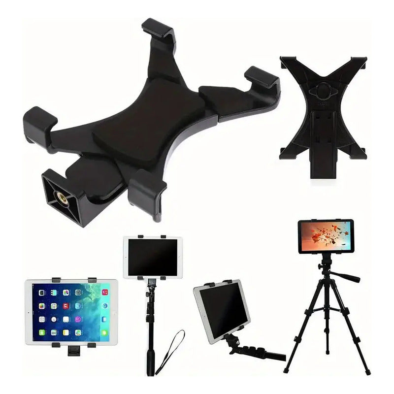 BASE SOPORTE UNIVERSAL TABLET ROSCA 1/4 TRÍPODE ESTUDIO NEGRO | UNIVERSAL TABLET HOLDER MOUNT 1/4 THREAD TRIPOD STUDIO BLACK
