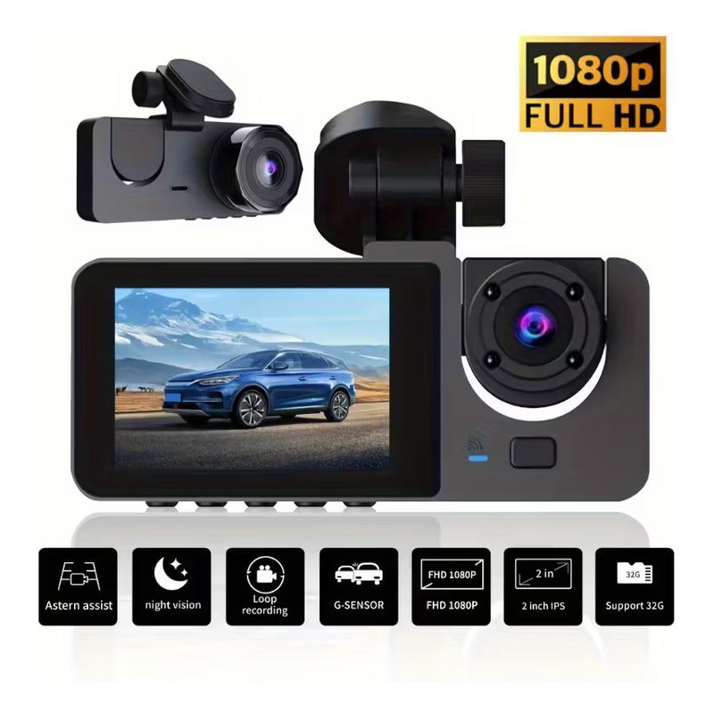 CAMARA DVR DASH CAM DOBLE LENTE HD VISION NOCTURNA SENSOR G | DVR DASH CAM WITH DUAL LENS, HD, NIGHT VISION & G-SENSOR