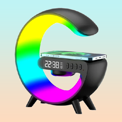 CARGADOR CELULAR INALAMBRICO RGB RELOJ SPEAKER BLUETOOH NEGRO | WIRELESS PHONE CHARGER RGB CLOCK BLUETOOTH SPEAKER BLACK
