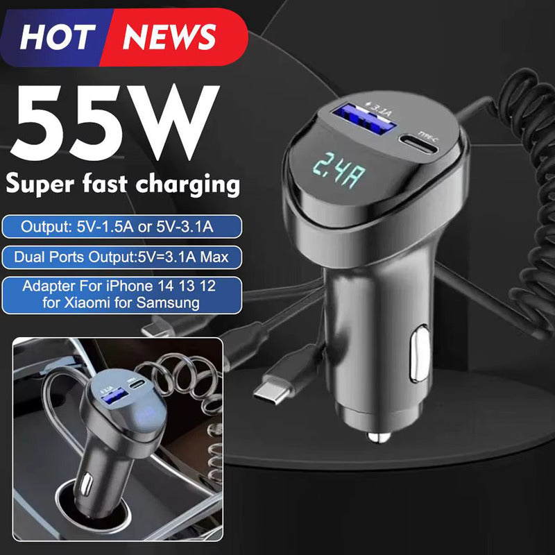 CARGADOR RAPIDO 3 EN 1 CELULAR LIGHTNING TIPO-C MICRO USB NEGRO | 3-IN-1 FAST CHARGER PHONE LIGHTNING TYPE-C MICRO USB BLACK

