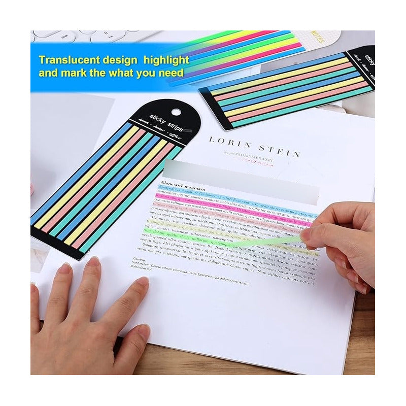 CINTA RESALTADORA LIBROS DOCUMENTOS REMOVIBLE GAMA ARCOIRIS | REMOVABLE HIGHLIGHTING TAPE FOR BOOKS & DOCUMENTS – RAINBOW COLOR SET