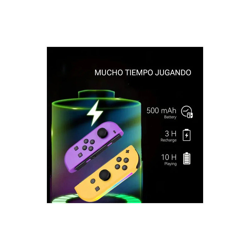 CONTROL MANDO INALÁMBRICO PARA NINTENDO SWITCH JOY-CON VIOLETA / NARANJA | LED | WIRELESS CONTROLLER FOR NINTENDO SWITCH JOY-CON PURPLE / ORANGE | LED

