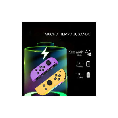 CONTROL MANDO INALÁMBRICO PARA NINTENDO SWITCH JOY-CON VIOLETA / NARANJA | LED | WIRELESS CONTROLLER FOR NINTENDO SWITCH JOY-CON PURPLE / ORANGE | LED
