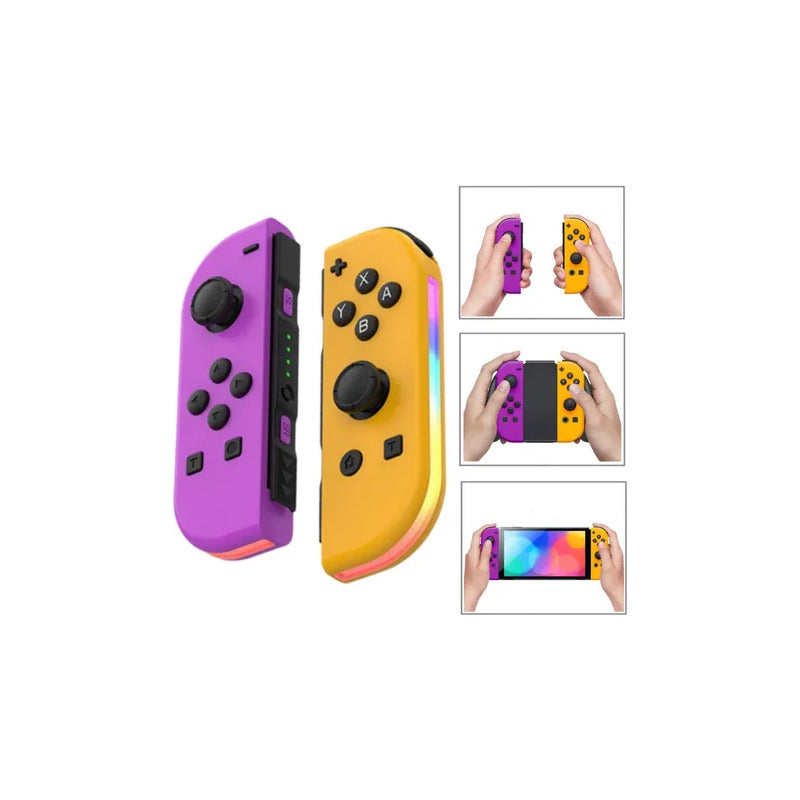 CONTROL MANDO INALÁMBRICO PARA NINTENDO SWITCH JOY-CON VIOLETA / NARANJA | LED | WIRELESS CONTROLLER FOR NINTENDO SWITCH JOY-CON PURPLE / ORANGE | LED
