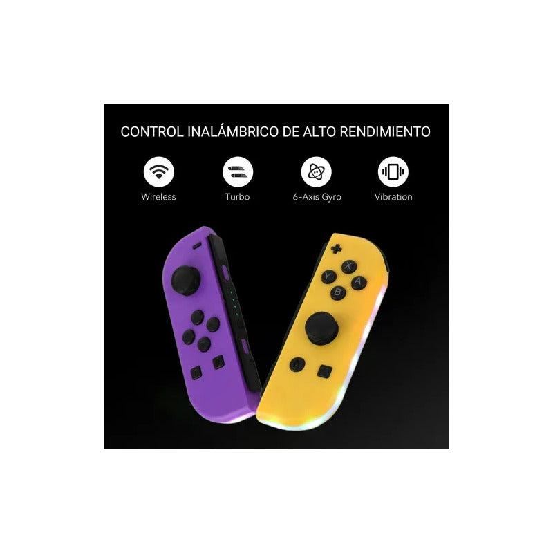 CONTROL MANDO INALÁMBRICO PARA NINTENDO SWITCH JOY-CON VIOLETA / NARANJA | LED | WIRELESS CONTROLLER FOR NINTENDO SWITCH JOY-CON PURPLE / ORANGE | LED
