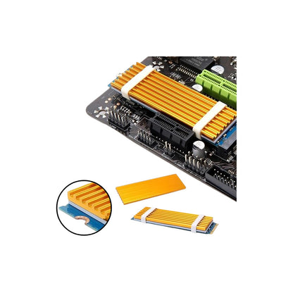 DISIPADOR RAM SO-DIMM Y SSD M.2 NVME LAPTOP PORTÁTIL DORADO | SO-DIMM RAM AND M.2 NVME SSD HEATSINK LAPTOP GOLDEN
