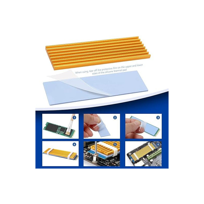 DISIPADOR RAM SO-DIMM Y SSD M.2 NVME LAPTOP PORTÁTIL DORADO | SO-DIMM RAM AND M.2 NVME SSD HEATSINK LAPTOP GOLDEN
