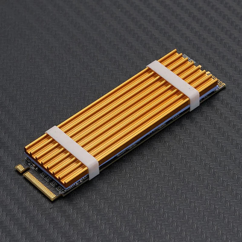 DISIPADOR RAM SO-DIMM Y SSD M.2 NVME LAPTOP PORTÁTIL DORADO | SO-DIMM RAM AND M.2 NVME SSD HEATSINK LAPTOP GOLDEN
