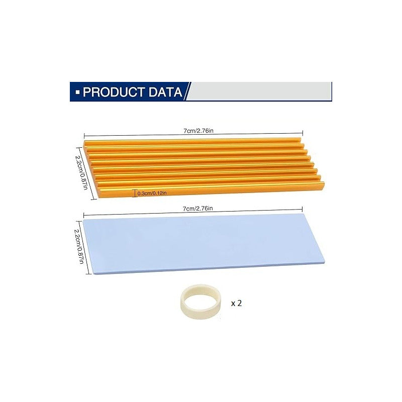 DISIPADOR RAM SO-DIMM Y SSD M.2 NVME LAPTOP PORTÁTIL DORADO | SO-DIMM RAM AND M.2 NVME SSD HEATSINK LAPTOP GOLDEN
