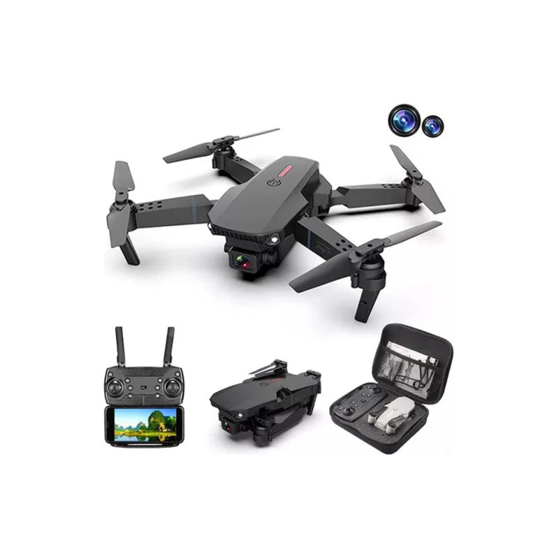 DRONE PLEGABLE DOBLE CAMARA VISOR APP WIFI NEGRO | FOLDABLE DRONE DOUBLE CAMERA VIEWER APP WIFI BLACK

