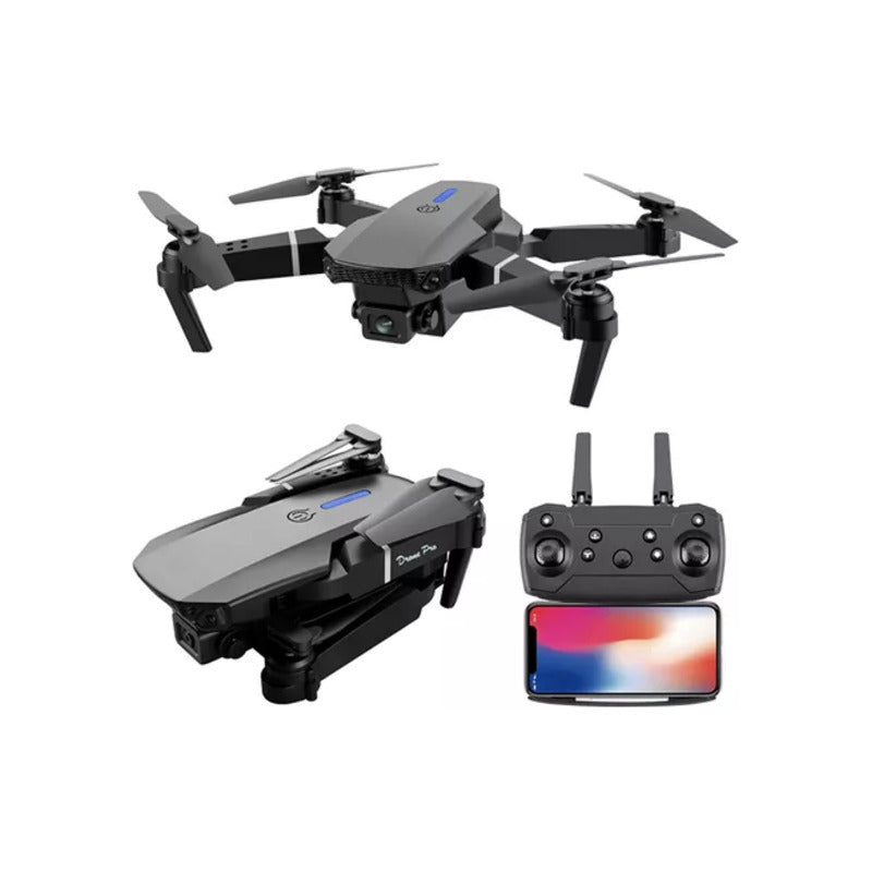 DRONE PLEGABLE DOBLE CAMARA VISOR APP WIFI NEGRO | FOLDABLE DRONE DOUBLE CAMERA VIEWER APP WIFI BLACK
