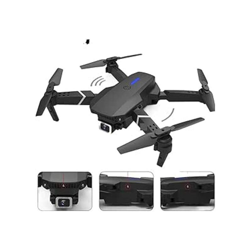 DRONE PLEGABLE DOBLE CAMARA VISOR APP WIFI NEGRO | FOLDABLE DRONE DOUBLE CAMERA VIEWER APP WIFI BLACK
