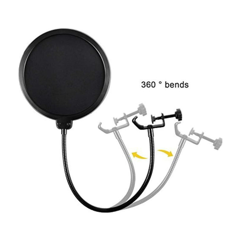 FILTRO PANTALLA ANTI-POP 10CMS SONIDO GRABACION MIC PODCAST NEGRO