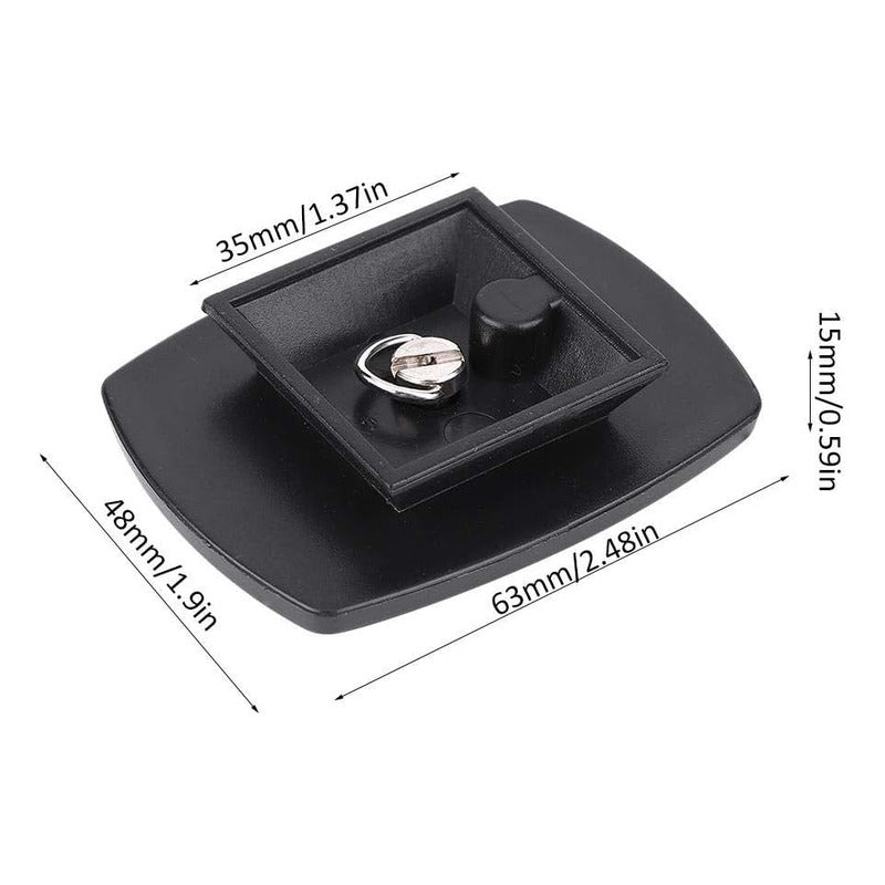 PLACA LIBERACIÓN RÁPIDA TRÍPODE ZAPATA 3.5X3.5CMS 1/4 ROSCA NEGRO