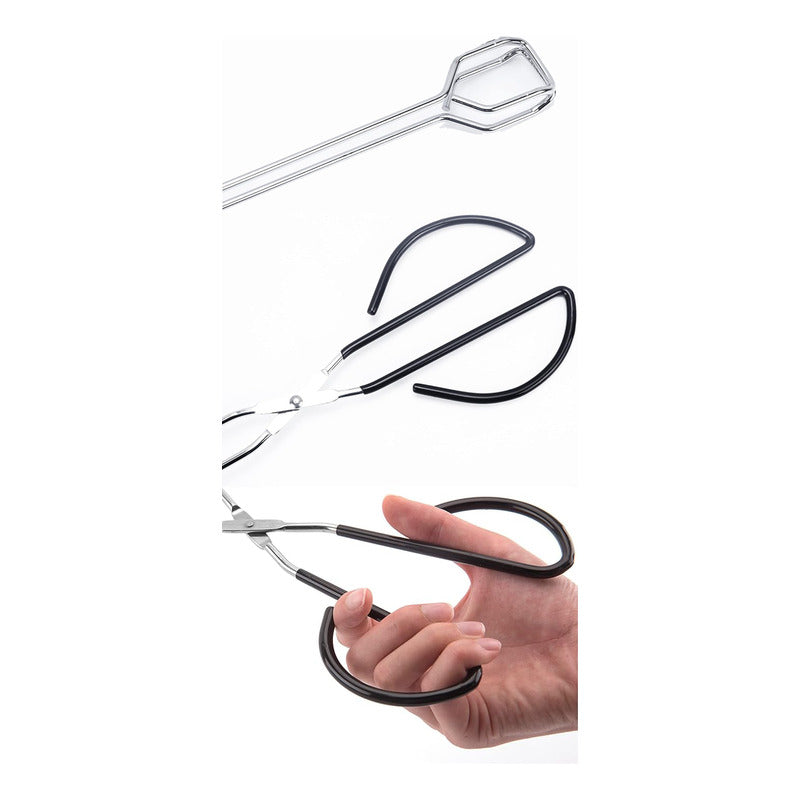 PINZAS EXTRALARGAS BBQ CARBON ACERO INOXIDABLE 30CMS PLATEADO