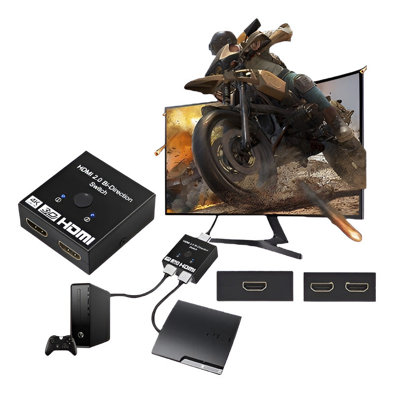 SPLITTER DIVISOR SEÑAL 2 EN 1 HDMI 4K 60HZ CONSOLA TV LAPTOP