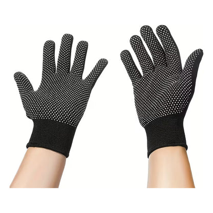 GUANTES NYLON PUNTOS PVC ANTIDESLIZANTES NEGROS TRABAJO NEGRO