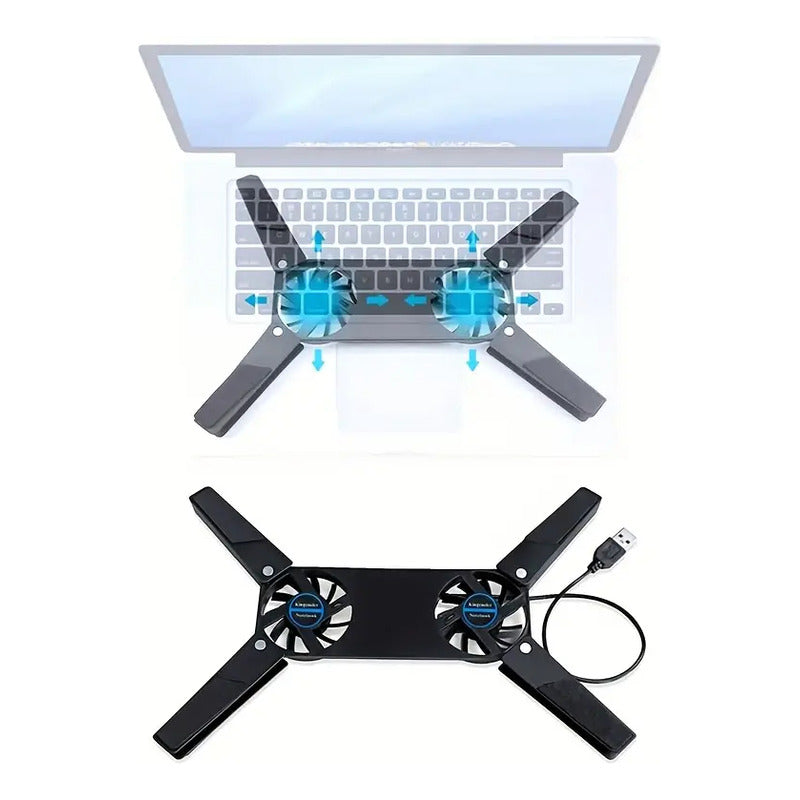 VENTILADOR DOBLE COOLER PLEGABLE PORTATIL USB NEGRO NA