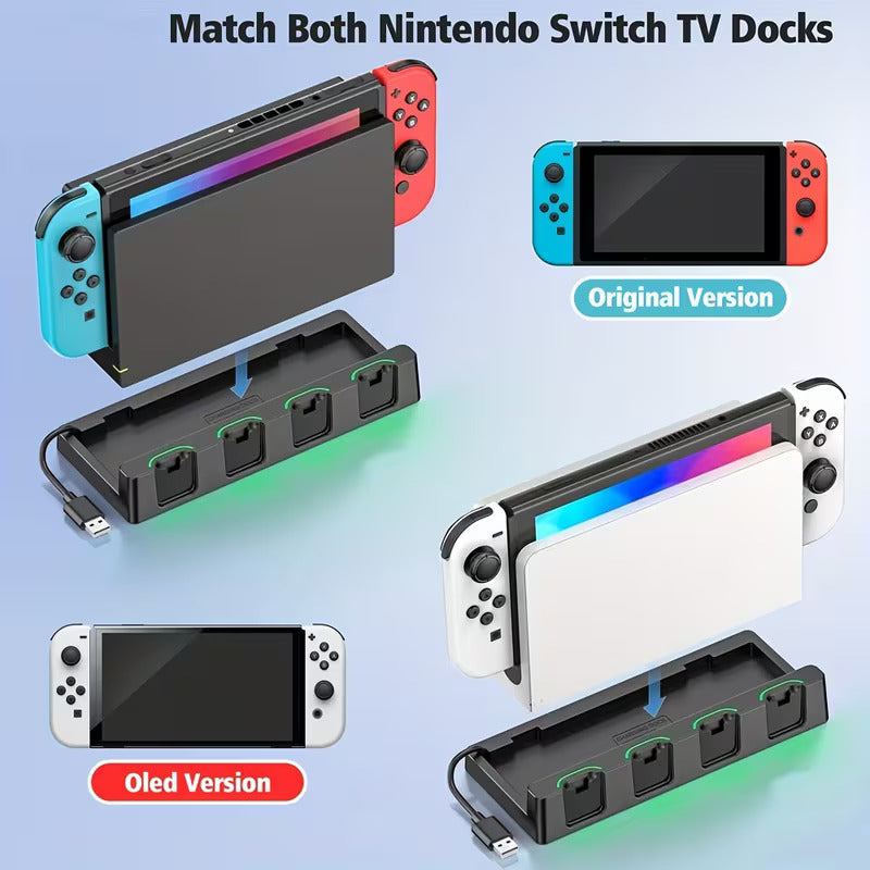BASE CARGADOR 4X ESTACION PARA NINTENDO SWITCH JOY-CON OLED