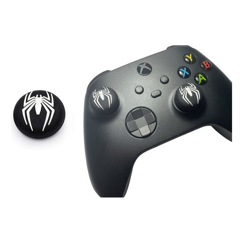 2X PROTECTOR SILICONA JOYSTICK SPIDERMAN LOGO 2011 NEGRO NEGRO