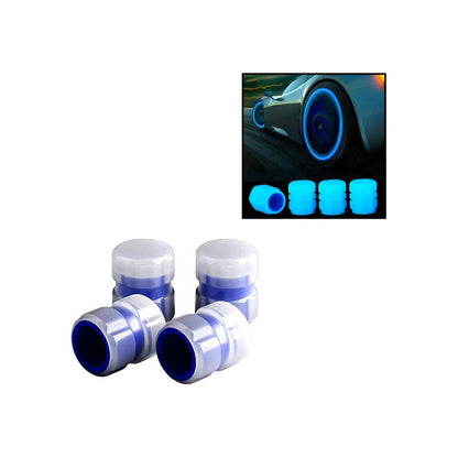 JUEGO TAPA VÁLVULA AIRE LLANTA NEUMÁTICO FLOURESCENTE AZUL